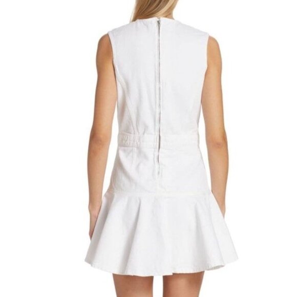 7 For All Mankind Sz XL Dress Denim Sleeveless Flounced Mini White New - Picture 2 of 11